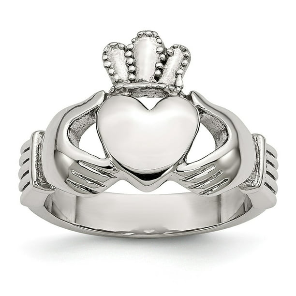 Stainless Steel Polished Braided Claddagh Ring Size 12 Length Width 